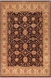 handmade Transitional Kafkaz Brown Beige Hand Knotted RECTANGLE 100% WOOL area rug 8 x 9